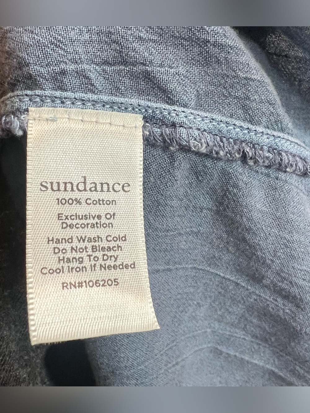 Sundance Peasant Blouse Blue Cotton Long Sleeve M - Picture 4 of 6